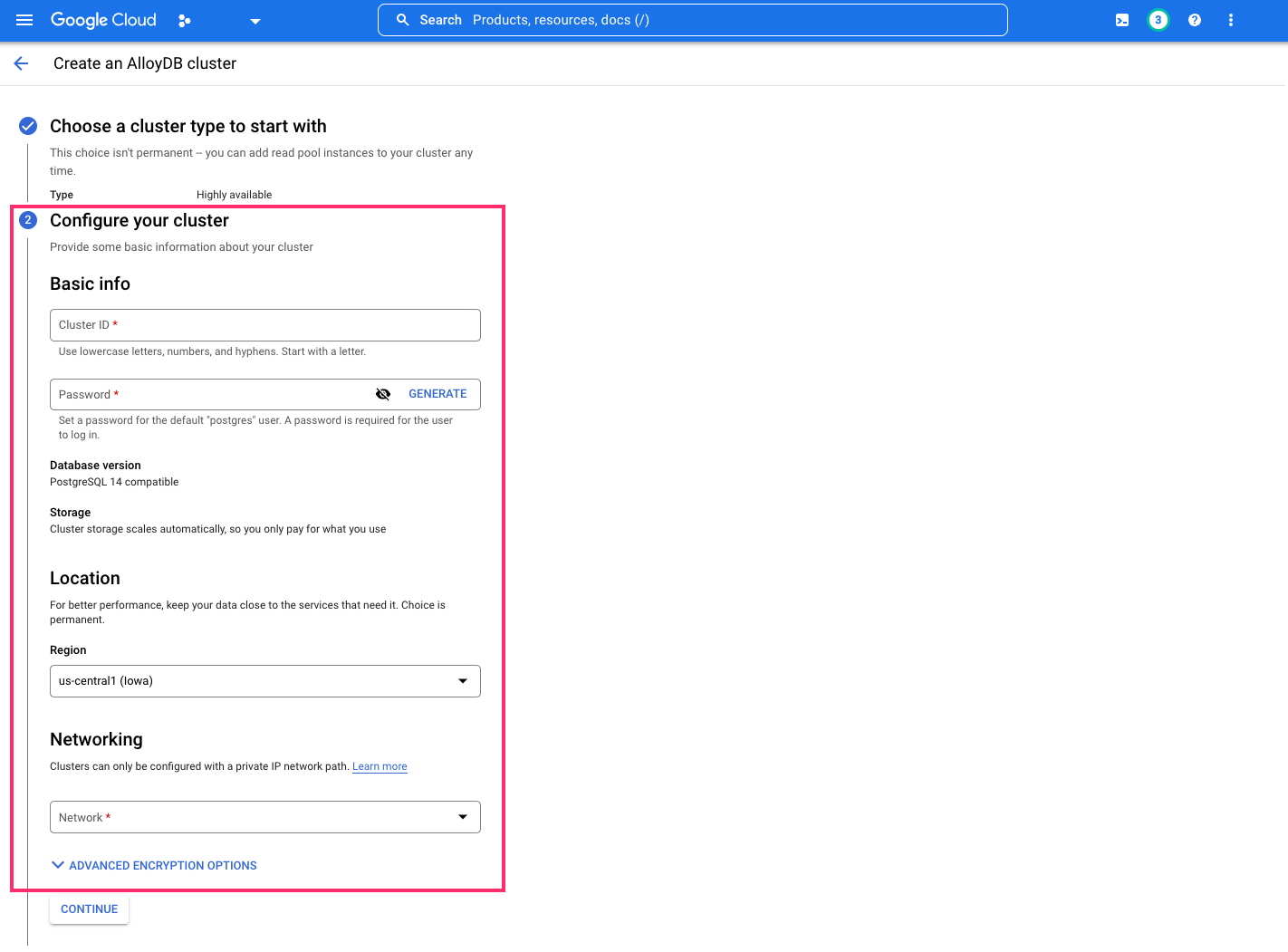 AlloyDB configure cluster