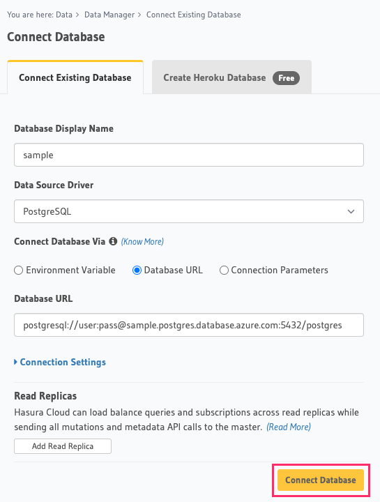 Database setup