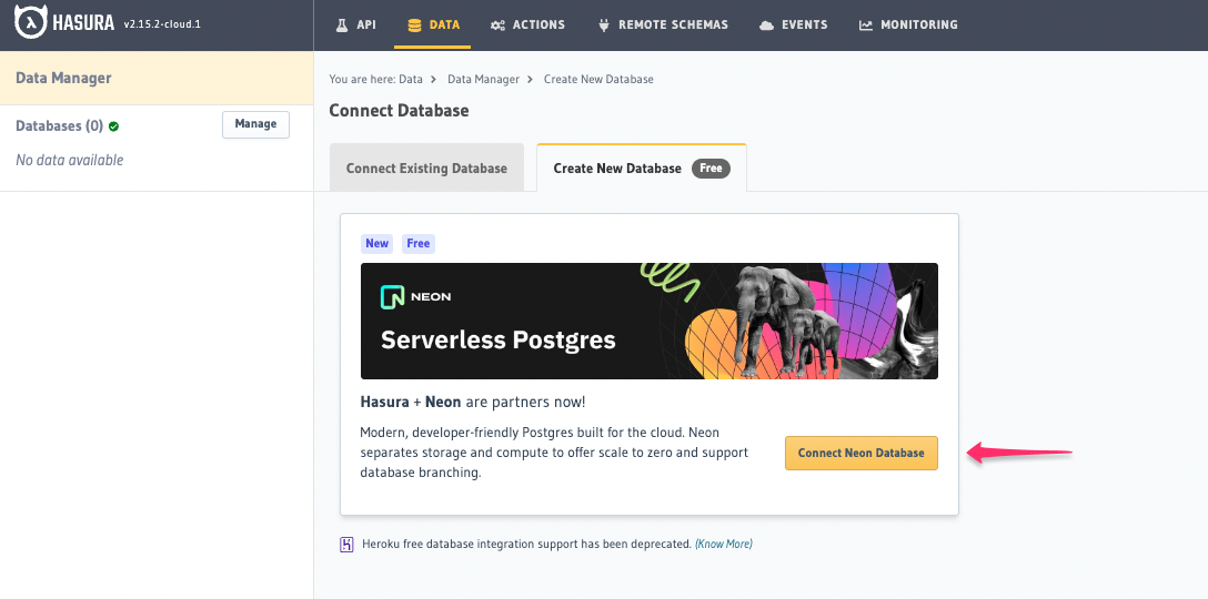 database setup with existing database