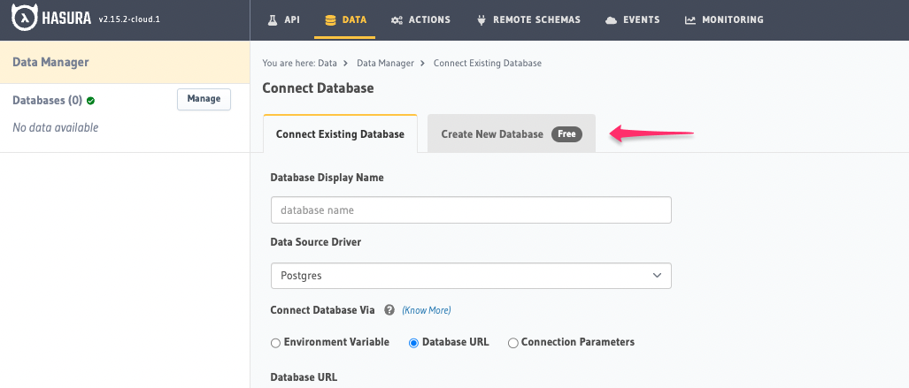 database setup with existing database