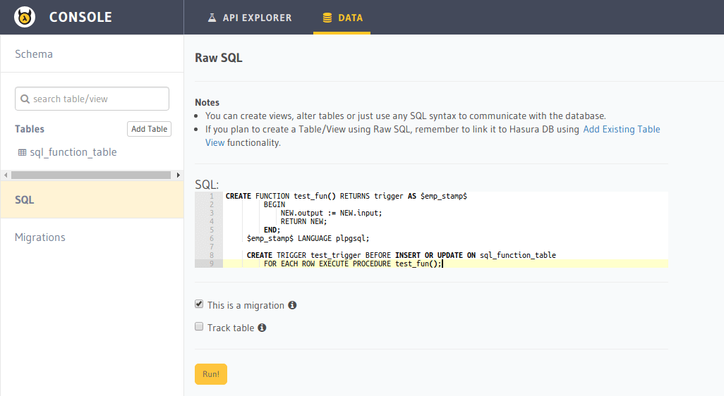 Create a trigger with SQL