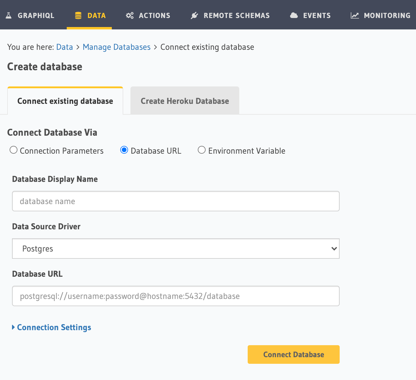 Hasura Cloud database setup