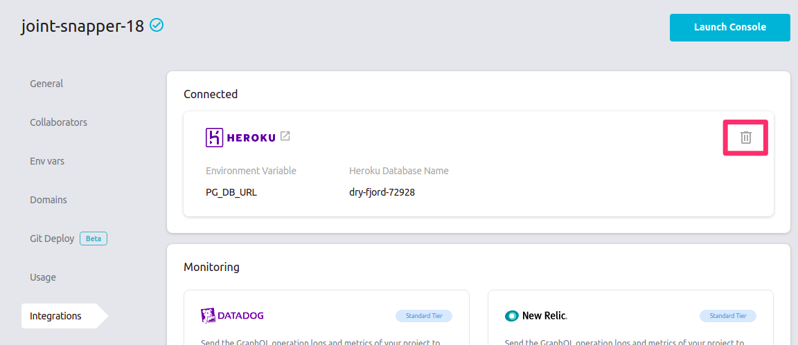 Delete Heroku Integration