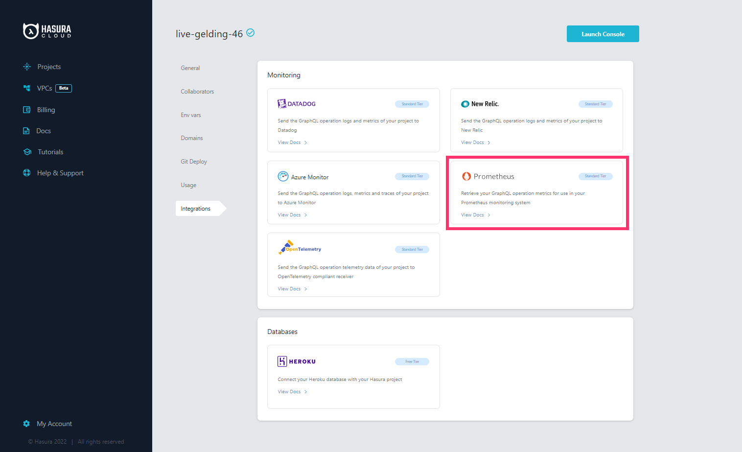 Configure Prometheus Integration