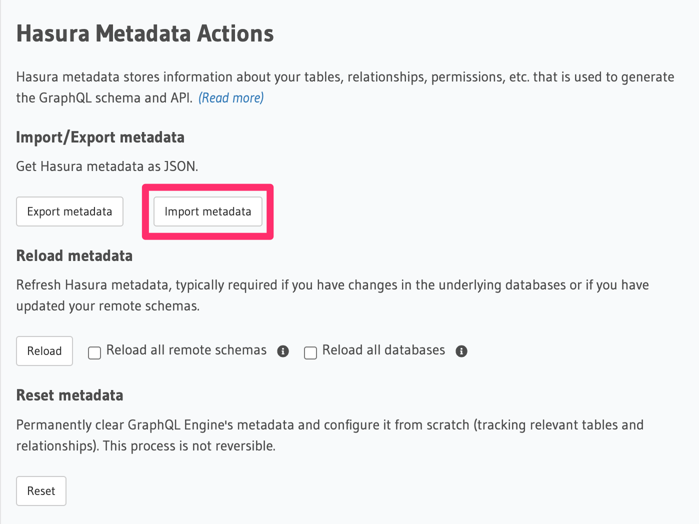 Import metadata