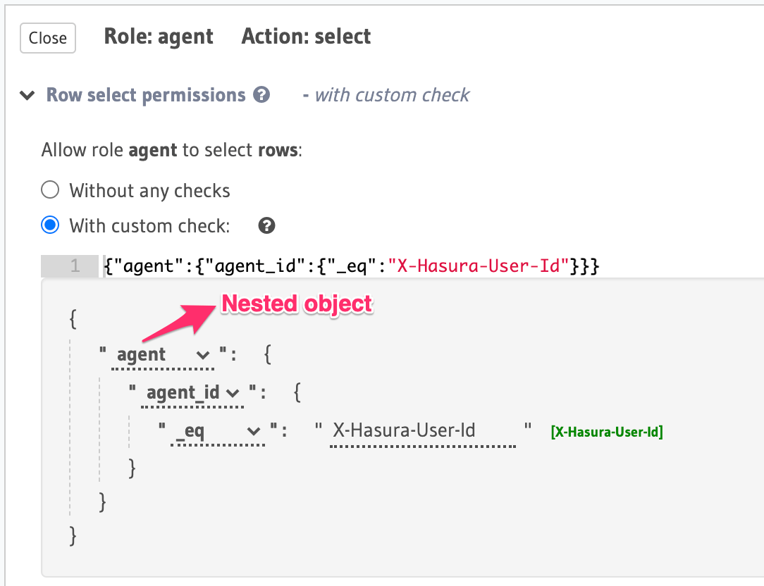 Using a nested object to build rules