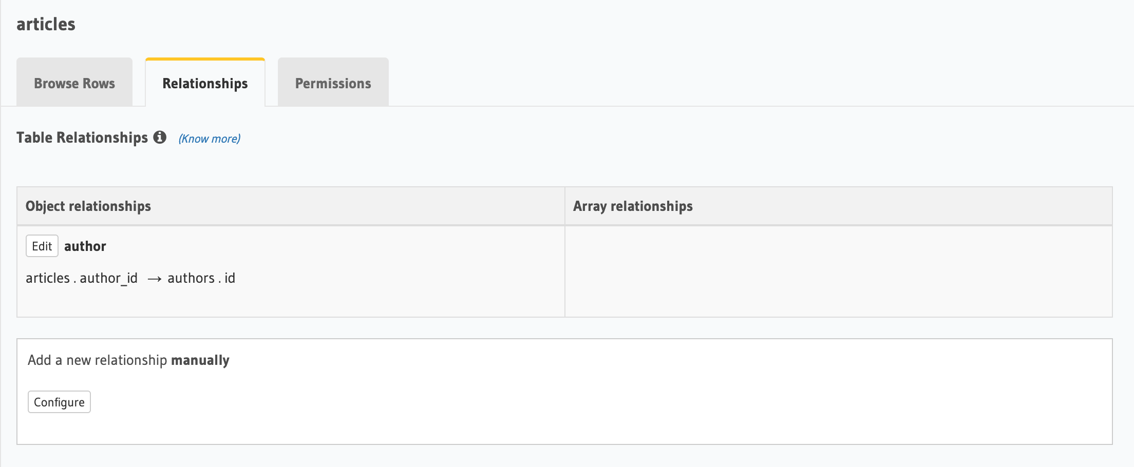 View object relationships