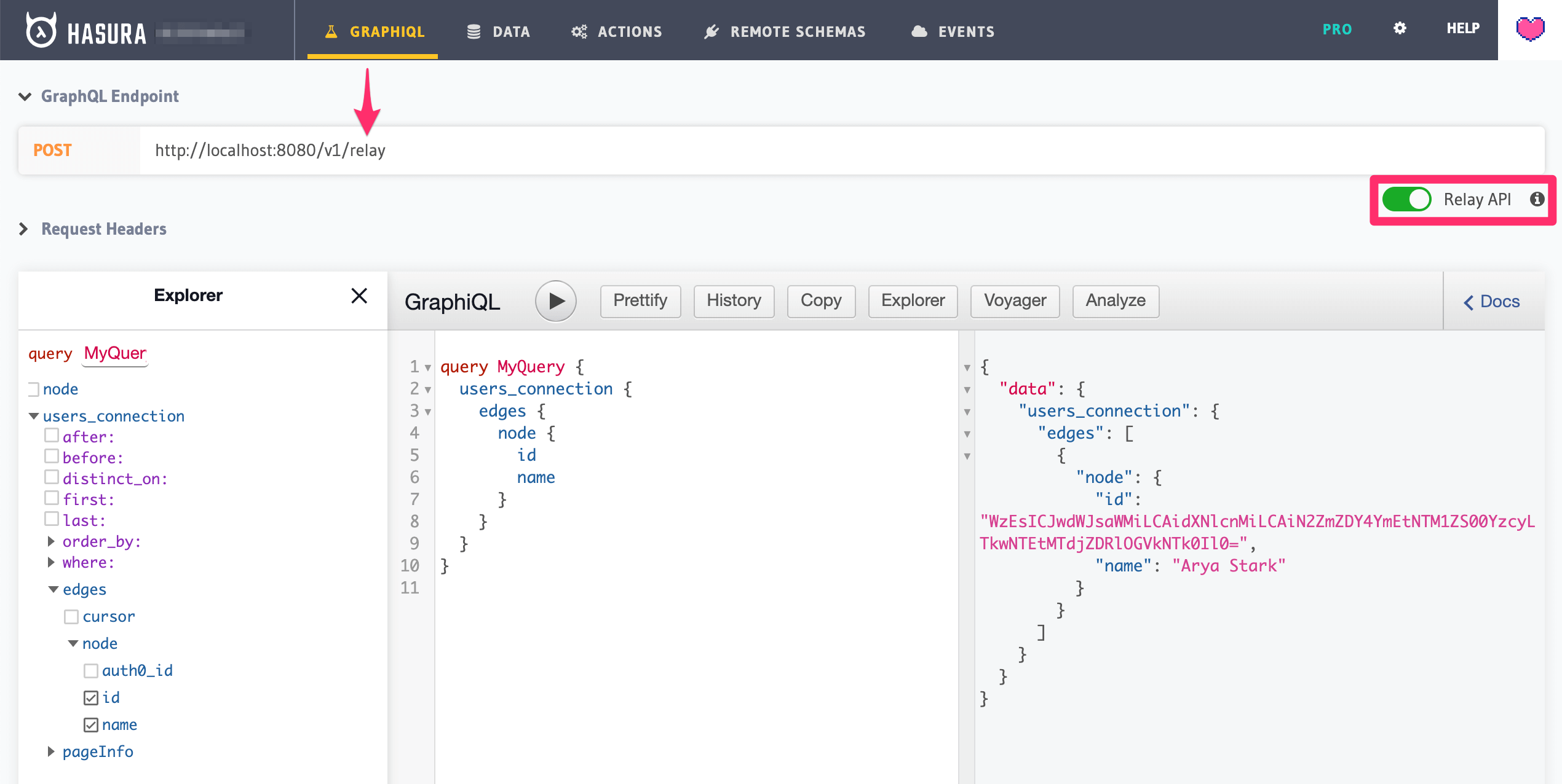 Relay API toggle